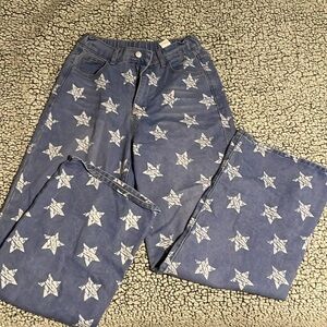 NWOT Wide Leg Star Denim Pants